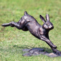 life size European style casting bronze animal jumping rabbit sculpture for home garden decoration